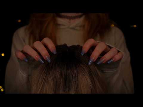 ASMR | close up Head & Scalp Attention for Deep Sleep - Scratching, Massage, no Talking, Fireplace