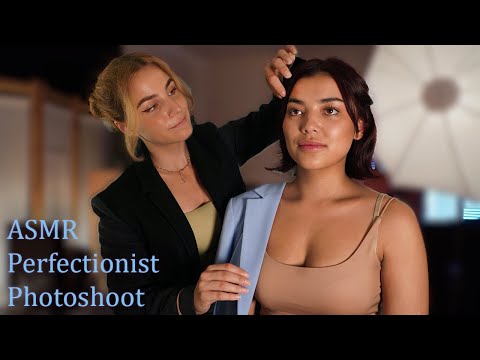 ASMR Perfectionist Photoshoot with Precise Hair Fixing and Clothes Fitting with Gentle Adjustments