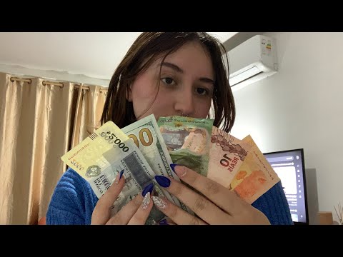 ASMR TRIGGERS POR CADA BILLETE DE CADA PAÍS 🇦🇷🇺🇾🇧🇷🇺🇸🇨🇷