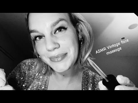 [ASMR B&W] Vintage nighttime face massage with cream and serum (Gloves)