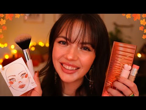 ASMR Giving You a Fall Makeup Look🧣🍁🍂(layered sounds, pampering, positive)