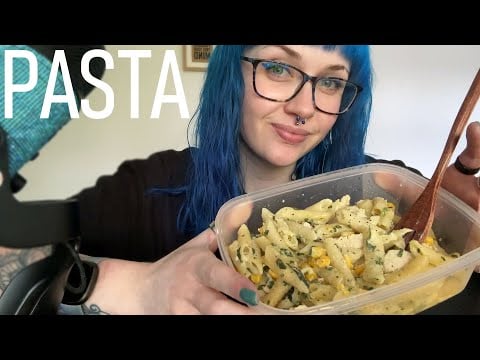ASMR Eating Cream Cheese And Chicken Pasta
