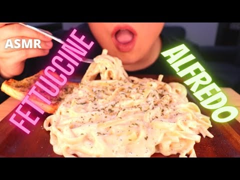 ASMR CREAMY FETTUCCINE ALFREDO PASTA MUKBANG (NO TALKING) EATING SOUNDS | Mandy Foods ASMR