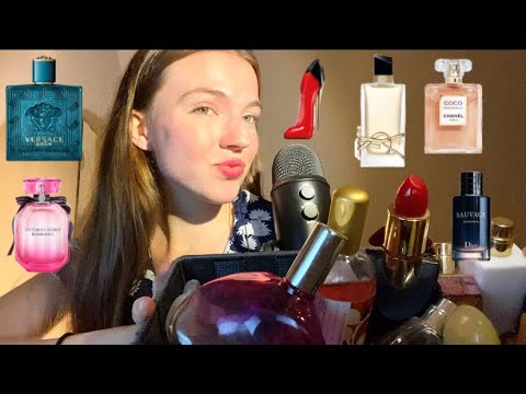 ASMR perfume collection || glass tapping, describing and whispering