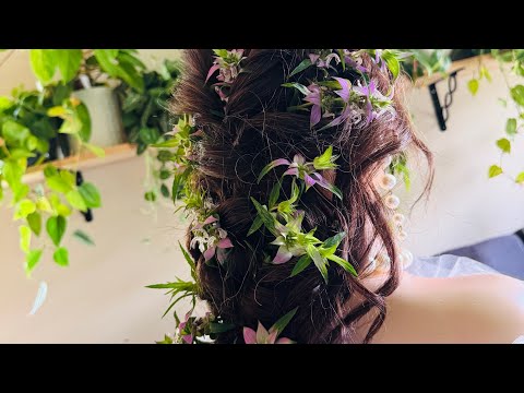 Bridal Hairstyle | ASMR | Hair Decorating, Real Flowers, Perfectionist, Finishing Touch, No Talking 