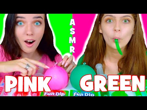 ASMR Full Video Pink Food VS Green Food Jelly Noodles, Jello shooter, Jelly cups Mukbang