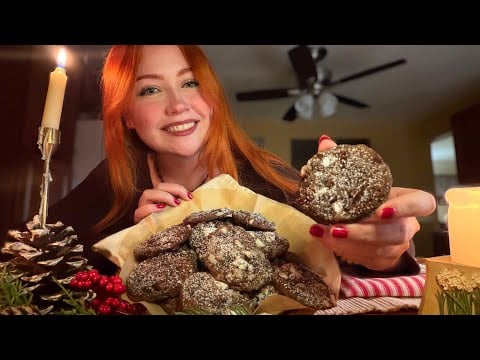 ASMR Baking Fudgy Hot Cocoa Cookies 🤎 (Close Whispers, Fire Crackling)
