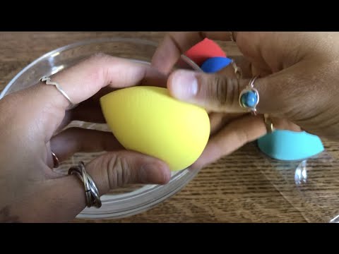 ASMR playing w/ beauty sponges in water (lofi sponge + water sounds)