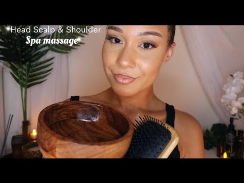 ASMR Spa massage 🌿Head, Scalp & Shoulder Massage W/ Layered Sounds 🌿Roleplay