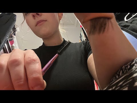 ASMR Doing Your Brows and Lashes POV (waxing, brushing, rummaging, realistic sounds)