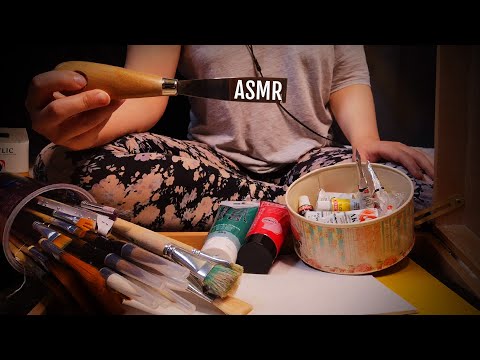 soft spoken ASMR and painting stuff, brush collection, rambling...