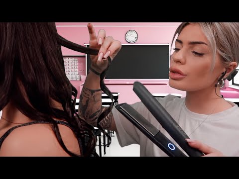 ASMR Girl Curling & Styling Your Long Hair in class 💆🏻‍♀️💕 (hair play roleplay)