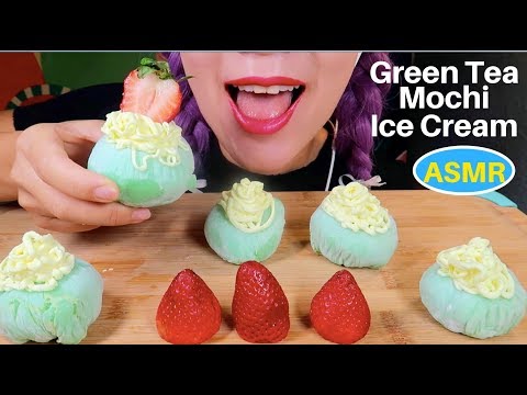 ASMR  HOMEMADE GREENTEA MOCHI ICE CREAM | 홈메이드 녹차 모찌아이스크림 리얼사운드  CURIE. ASMR