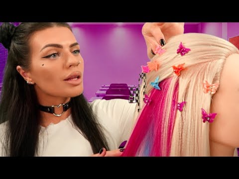 ASMR British E-Girl Styles Your Hair In Class 💜 (hair play roleplay)