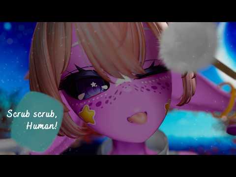 ASMR VRChat | Alien Girl Cleans You Up for Deep Sleep (binaural, liquid sounds, close ear attention)