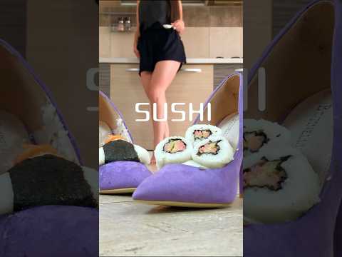 Onigri vs. Sushi in Pea's Pumps! Barefoot Crushing Food in Heels! Oddly Satisfying! ASMR