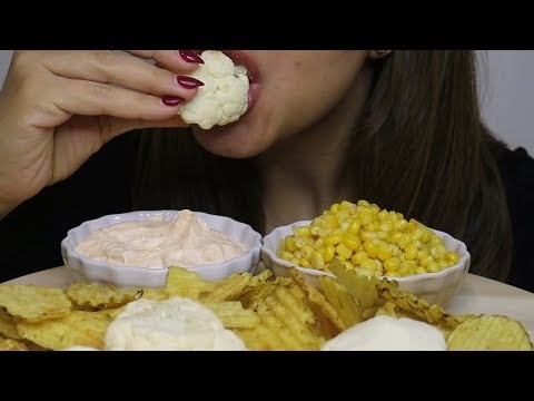 ASMR SNACKS CHIPS / CAULIFLOWER / CORN / RANCH / CHOCOLATE / MUKBANG / CREMA ASMR #asmr #mukbang