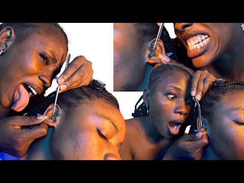 ASMR ear eating, licking biting, ear, head massage, ear washing, nape massage
