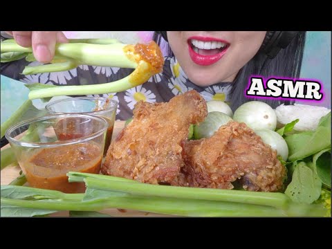 ASMR FRIED CHICKEN + SPICY DIPPING SAUCE + VEGGIES (CRUNCHY EATING SOUNDS) NO TALKING | SAS-ASMR