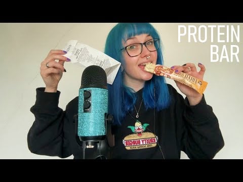 ASMR Eating Chocolate Protein Bar, Receipt Reading & Adding Numbers (CHECK OUT MY NEW HAIR💇‍♀️)