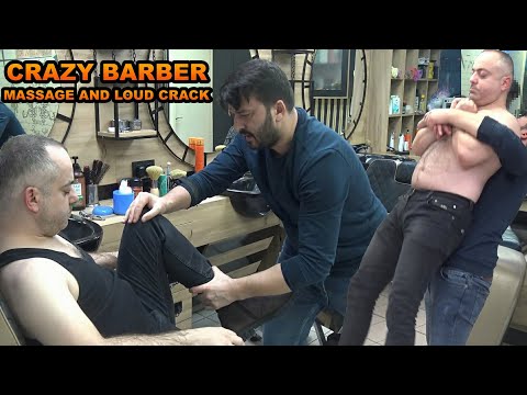 ASMR CRAZY BARBER & LOUD CRACK & head, back, neck, ear, elbow, foot, leg, rope, palm massage #asmr