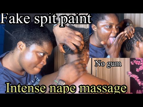 Asmr✨intense Fake spit paint head scratch massage and ear cleaning