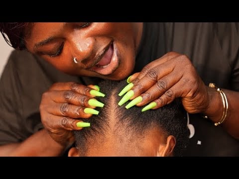 ASMR✨AFRO COMB intense Hair Partin, Toothbrush Scalp Scratchin | Greasin, Braid Loosenin,SATISFYING