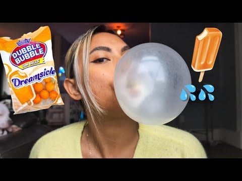 ASMR Chewing Orange Dreamsicle Dubble Bubble Gumballs