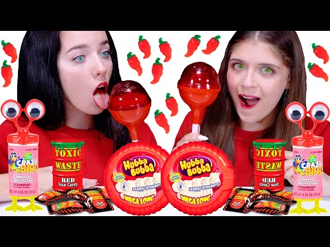 Eating Only One Color Food For 24 Hours! Red Food! Mukbang by LiLiBu #2