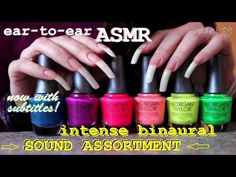 🎧 intense ASMR👂 Show & tell (SOFT whispering ♥ EARtoEAR) NEON nail polishes! 💤 ↬ SO TINGLY! ↫ 👀