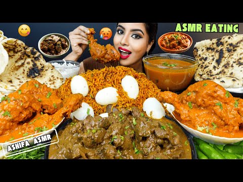 ASMR Eating Spicy Hyderabadi Chicken Biryani,Chicken Curry Masala,Rice Big Bites ASMR Eating Mukbang