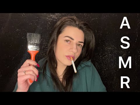 ASMR | Painting My Wall Black! 🖤 (Whispering, Smoking & Brush Sounds)