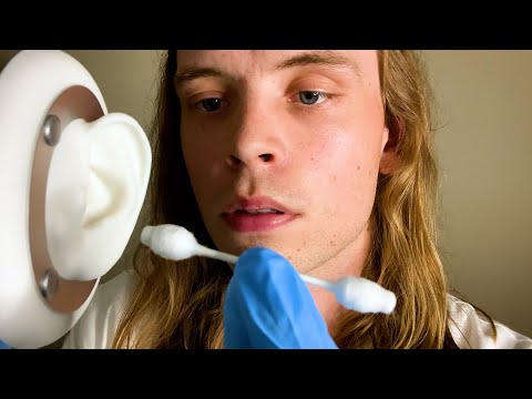 ASMR DEEP Ear Cleaning Exam Using Q-Tips (doctor roleplay, ear to ear, sensitive, 3dio)