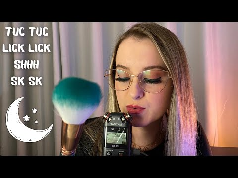 ASMR TUC TUC, SK SK, SHH, LICK LICK | MOUTH SOUNDS E CAMERA BRUSHING | PARA DORMIR RÁPIDO | TASCAM