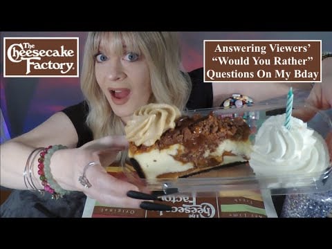 ASMR Eating Cheesecake on My Bday | Answering Viewers' "Would You Rather" Questions