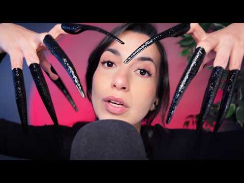 ASMR Long Nail Scratching 🖤 (Invisible Scratches, Hand Movements, Clicky Nails)