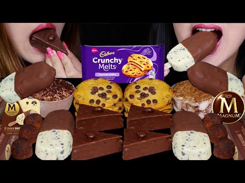 ASMR CADBURY CHOCOLATE CRUNCH LAVA COOKIES, MAGNUM COOKIES & CREAM DUO, CAKE BALLS, CHOCOLATE SLICES