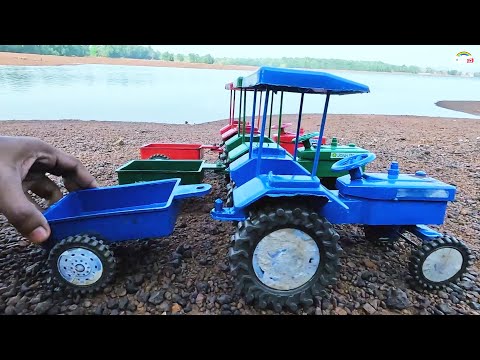 mini swaraj Tractor parle g biscuits load stuck in mud help mini john deere Tractor | jcb video