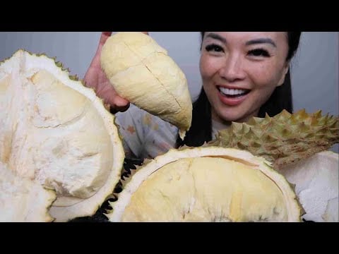 FRESH DURIAN (THE KING OF FRUITS) ASMR EATING SOUNDS | LIGHT WHISPERS | SAS-ASMR