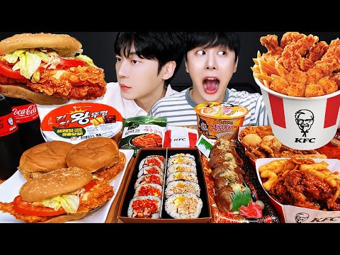 ASMR MUKBANG | 직접 만든 치즈 불닭볶음면 양념치킨 김밥 치즈스틱 먹방 FRIED CHICKEN AND FIRE NOODLES