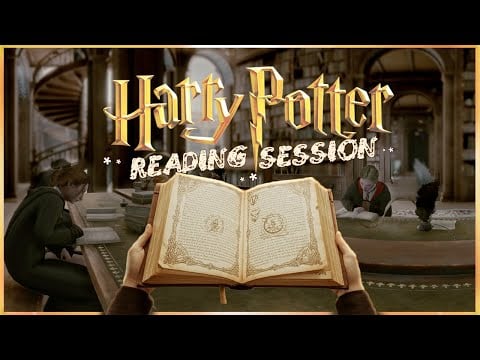 Reading at Hogwarts Library 📚 Perfect Cozy Virtual Background Ambience | Fireplace and Book sounds