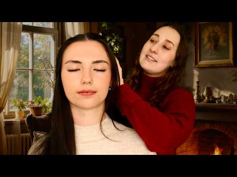 Soft Spoken Hair Play, Light Massage & Hair Brushing on a Real Person (asmr)