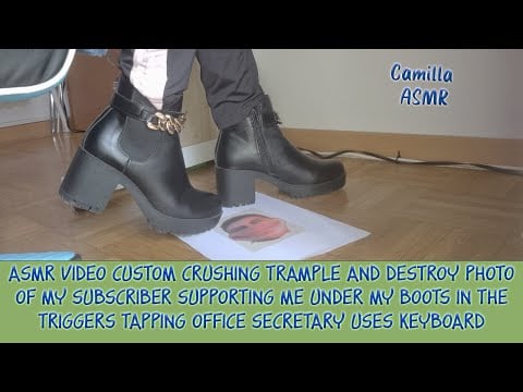 ASMR Crushing Trample & Destroy Photo of My Subscriber Supporting Me Office Secretary uses Keyboard