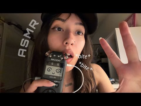 ASMR ☆ Fast Crisp Tascam Triggers (biting, mouth sounds, hair,..)