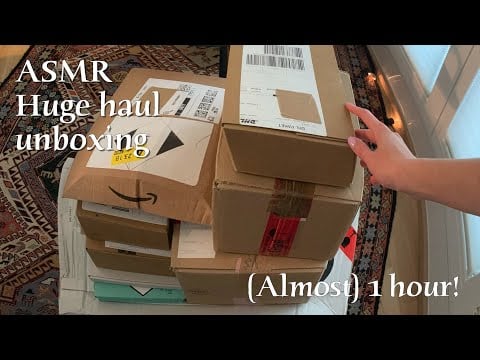 ASMR 🌙 Huge haul unboxing - Tapping on different objects (no talking, almost 1 hour)