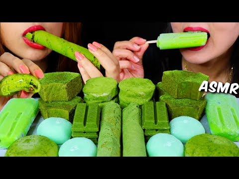 ASMR GREEN TEA ICE CREAM, MOCHI CREAM ICE, KITKAT, GIANT WAFER ROLLS, BAUMKUCHEN 먹방 | Kim&Liz ASMR