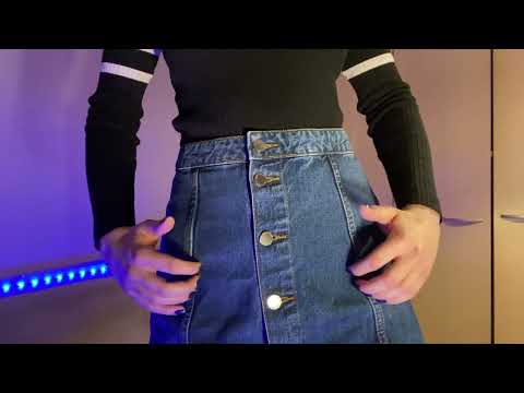 ASMR jean skirt scratching