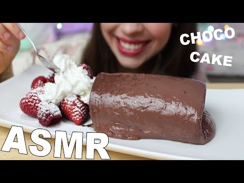 ASMR Eating Gooey Chocolate Cake and Whipped Cream (Soft Eating Sounds) Soothingly Spoken