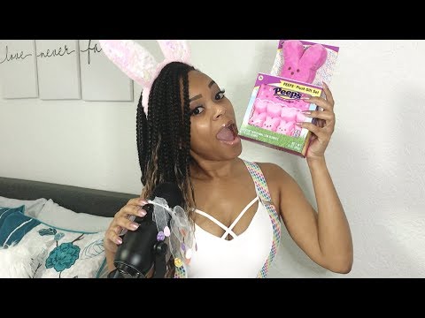 🌷 ASMR 🌷 Easter Bunny Eating 🌷 Lip Gloss Mouth Sounds 👄💗