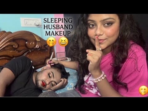 ASMR | Cute Makeup On My Sleeping Husband |🫢😁